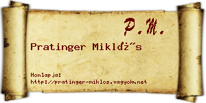 Pratinger Miklós névjegykártya